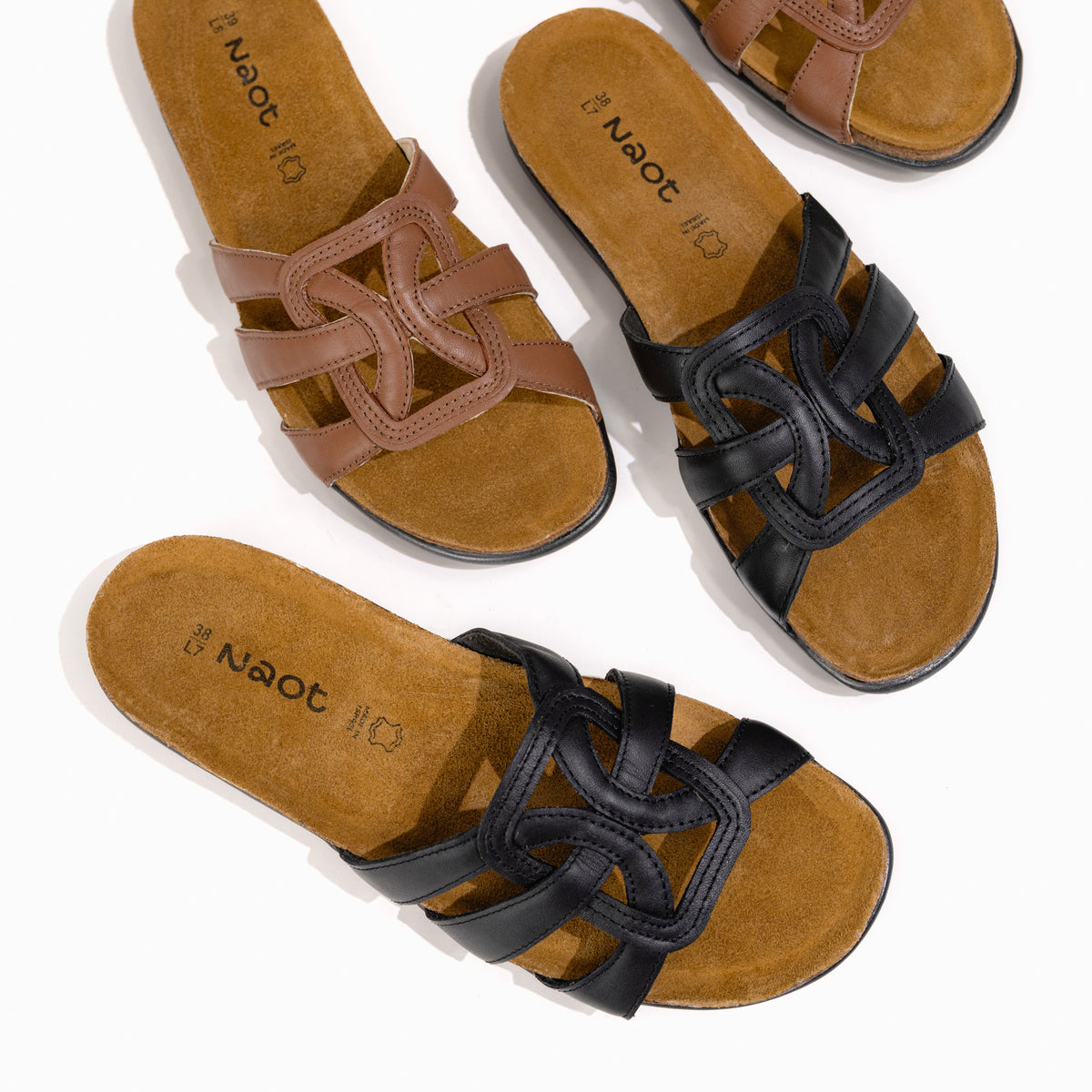 Women's Naot Liv Slide in Black Leather