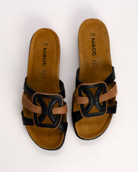 Top view of Naot Liv sandal showing padded leather upper