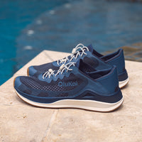 Men's Olukai 'Ahi Performance Marine Shoe in Mood Indigo/Coastal Blue, water-ready quick-drying slip-on shoe