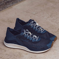 Men's Olukai 'Ahi Performance Marine Shoe in Mood Indigo/Coastal Blue, water-ready quick-drying slip-on shoe