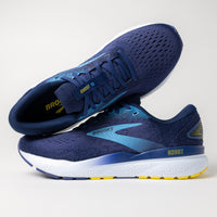 Side view of Men's Brooks Ghost 16 running shoe in Blue, showing the engineered mesh upper and smooth cushioning sole.