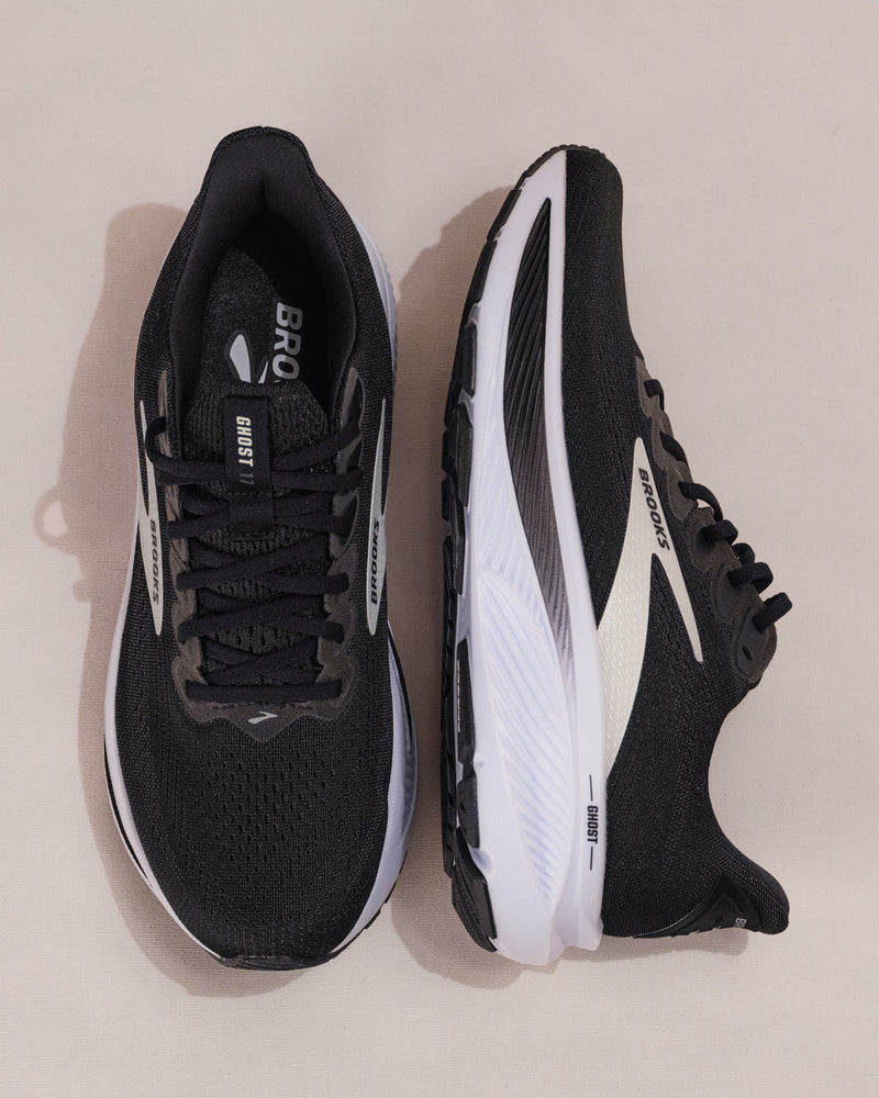 Men’s Brooks Ghost 17 Road Running Shoe in Black/White