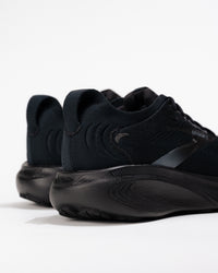 Brooks Adrenaline GTS 25 Black men’s running shoes from heel-to-toe angle – soft ride and modern support system