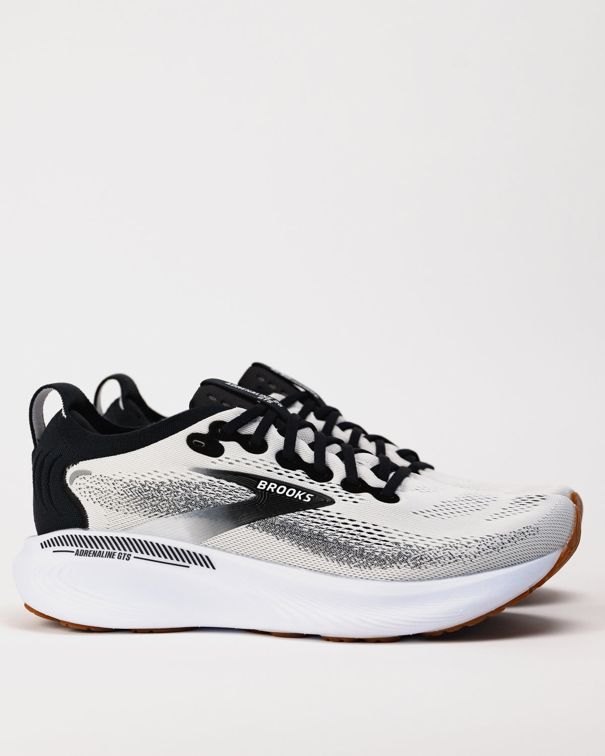 Side view of the Men’s Brooks Adrenaline GTS 25 – Stability Running Shoe in White/Black