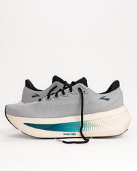 110479, Men's Glycerin Max 2 Cushioned Running Shoe in Mist/Atlantic Deep/Coconut. Gray colorway with dark teal and black accents.