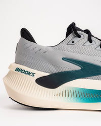 110479, Men's Glycerin Max 2 Cushioned Running Shoe in Mist/Atlantic Deep/Coconut. Gray colorway with dark teal and black accents.