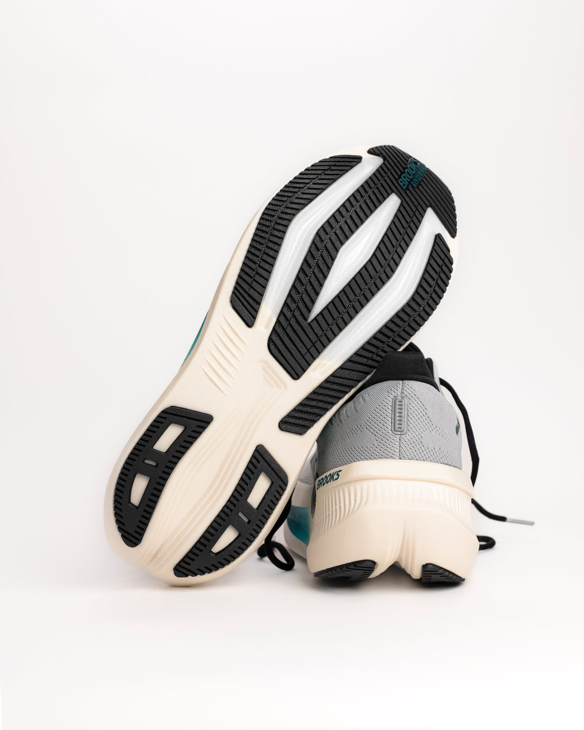 110479, Men's Glycerin Max 2 Cushioned Running Shoe in Mist/Atlantic Deep/Coconut. Gray colorway with dark teal and black accents.