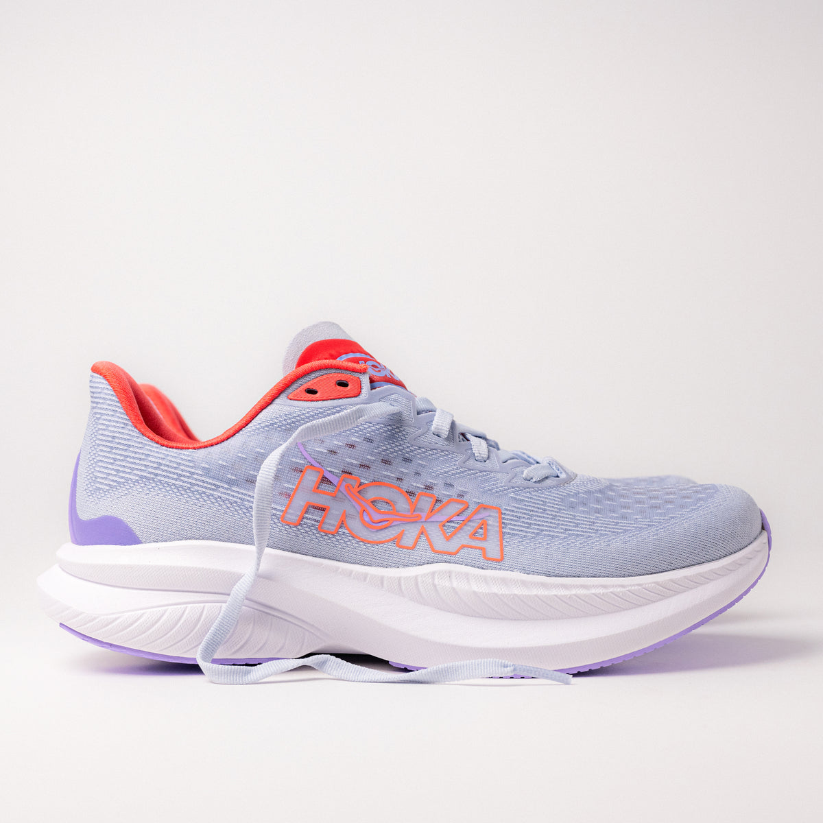 Full view of Women's HOKA Mach 6 in Pale Dusk/Gull.