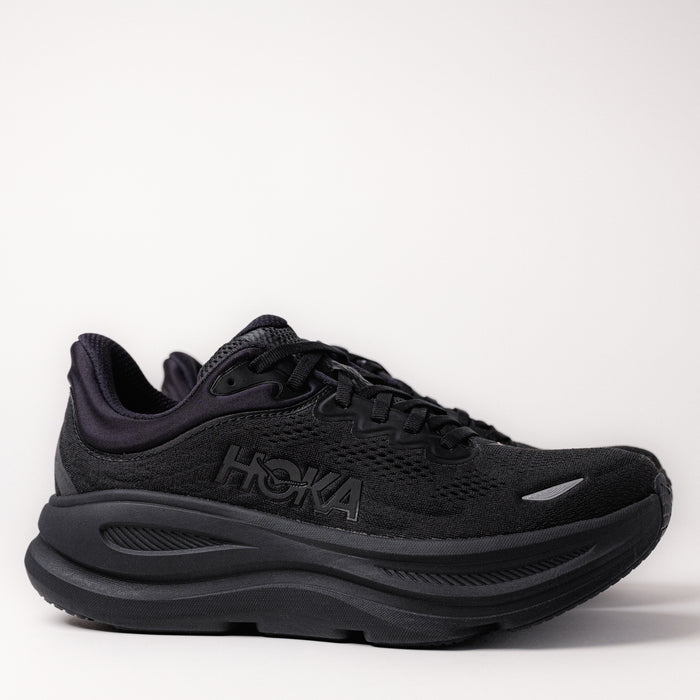 Side view of Men's HOKA Bondi 9 Running Shoe in All Black