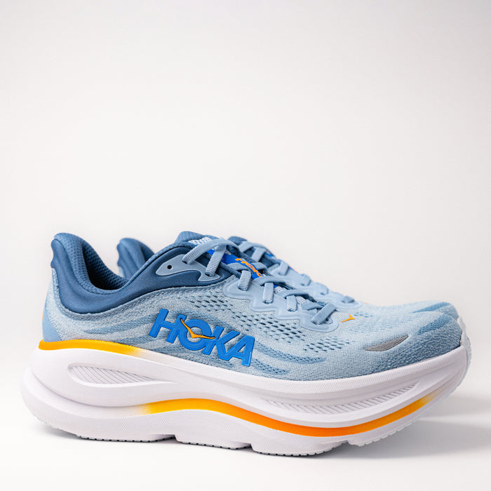 Side view of Men's HOKA Bondi 9 Running Shoe in Blue