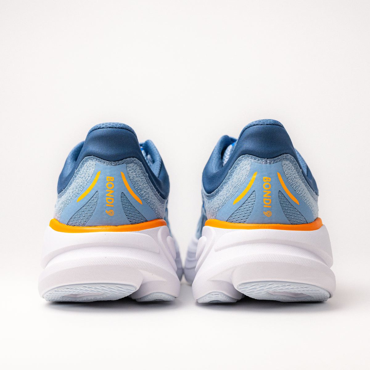 Rear view displaying the 3D molded collar and extended heel pull of Men's HOKA Bondi 9