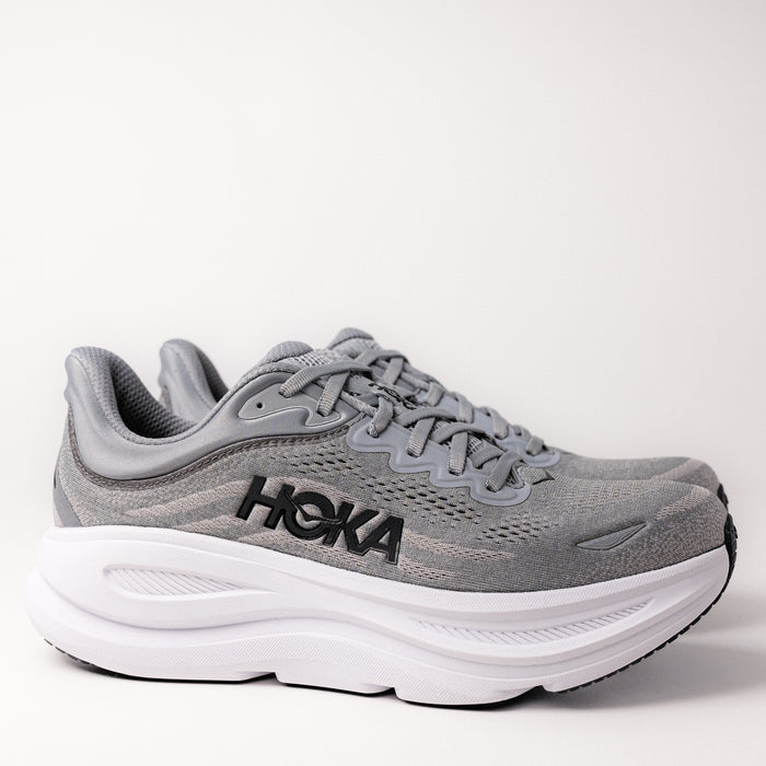 Side view of Men's HOKA Bondi 9 Running Shoe in Galactic Grey