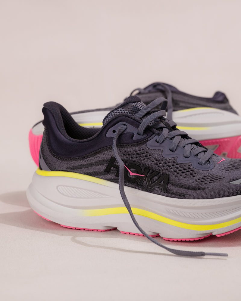 Women's HOKA Bondi 9 Running Shoe in Charcoal Grey/Grey