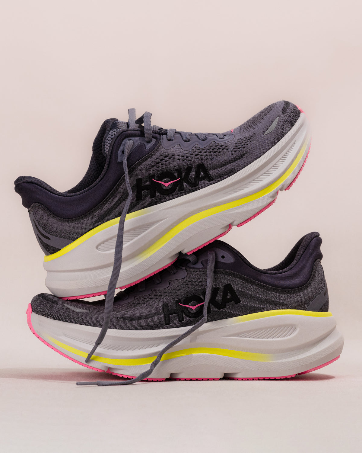 Women's HOKA Bondi 9 Running Shoe in Charcoal Grey/Grey
