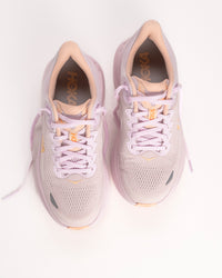 Women’s HOKA Bondi 9 – Max-Cushioned Running Shoe in Lilac Cream / Tangerine, Peachy Pink colorway with bright tangerine accents. 1162012-LRMT