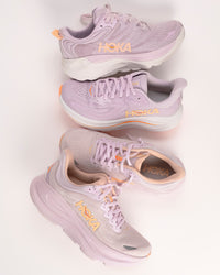 Women's HOKA pastel pinks and purple athletic shoes. 2026