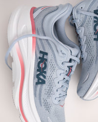 Detail view of the HOKA Bondi 9 women’s running shoe padded collar and lacing