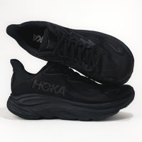 Black Hoka running shoes on a white background.
Men's HOKA Clifton 10 Lightweight Running Shoe in All Black
