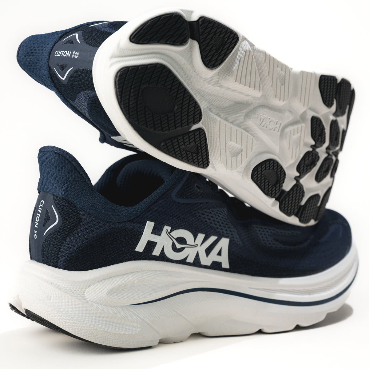 Men's HOKA Clifton 10 Lightweight Running Shoe in Navy/White