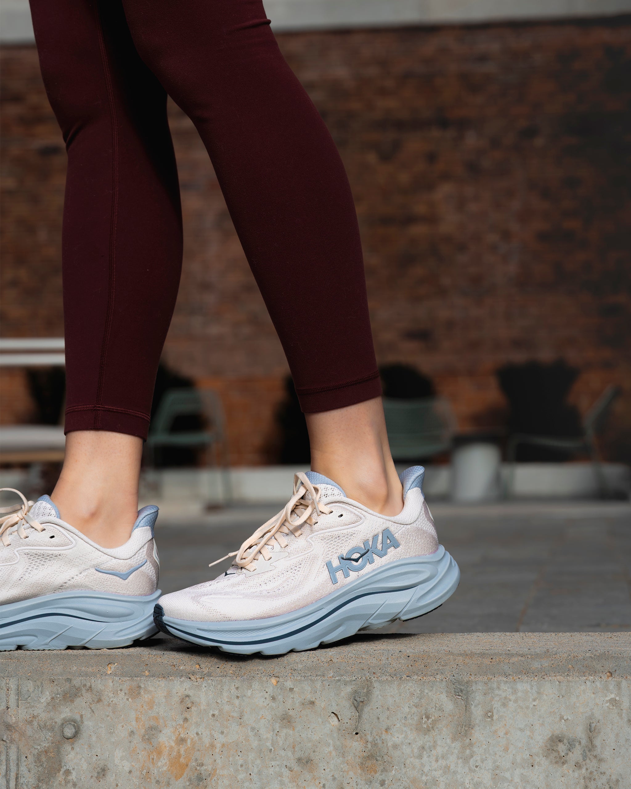 Women's HOKA Clifton 10 in Grout/Mineral Blue Lightweight Running