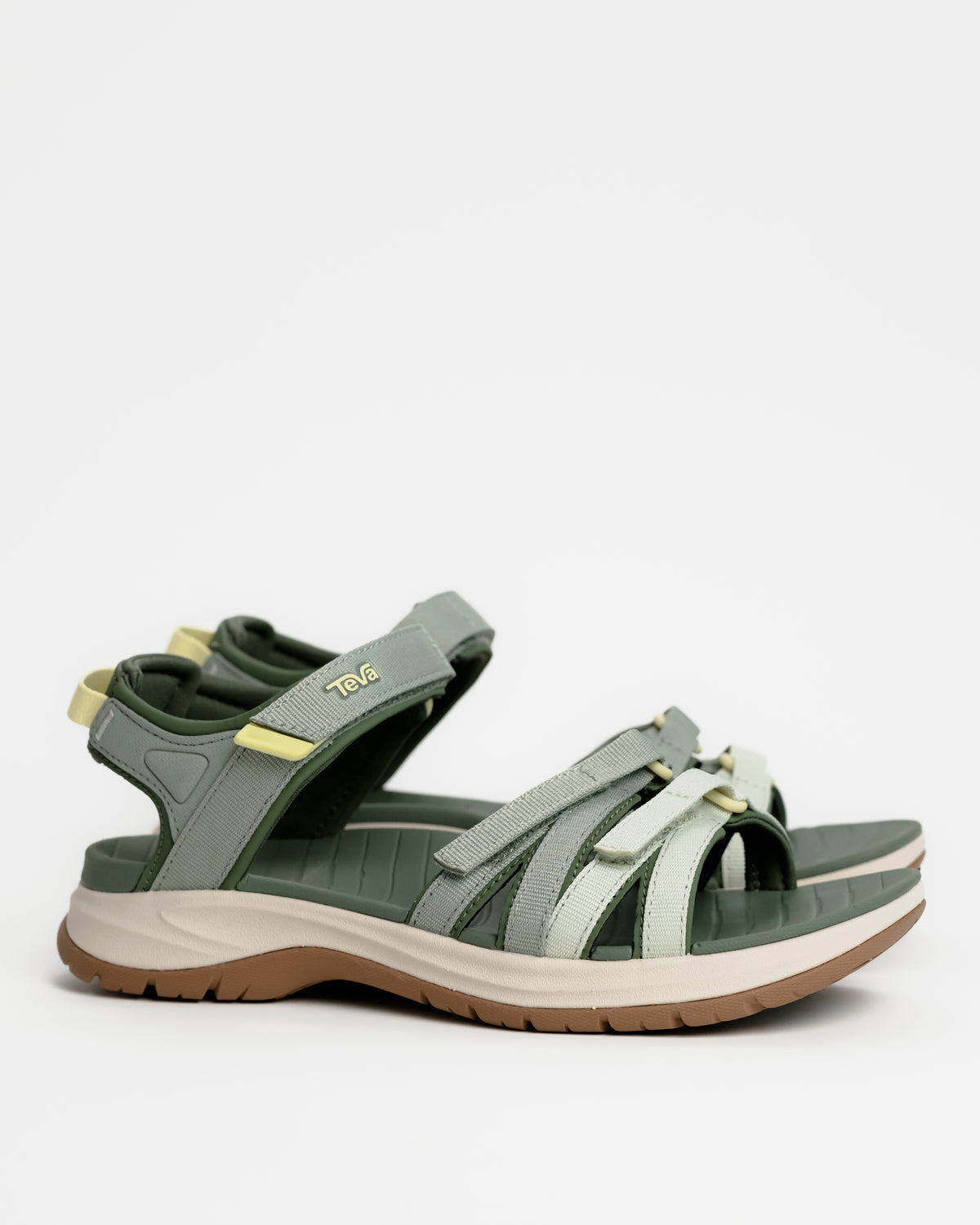 Women’s Teva Tirra Sport Hiking Sandal - Modernized Trail Comfort in Seagrass / Green with Spider Rubber outsole for grip on wet surfaces.