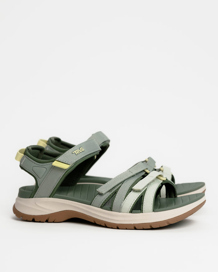 Women’s Teva Tirra Sport Hiking Sandal - Modernized Trail Comfort in Seagrass / Green with Spider Rubber outsole for grip on wet surfaces.
