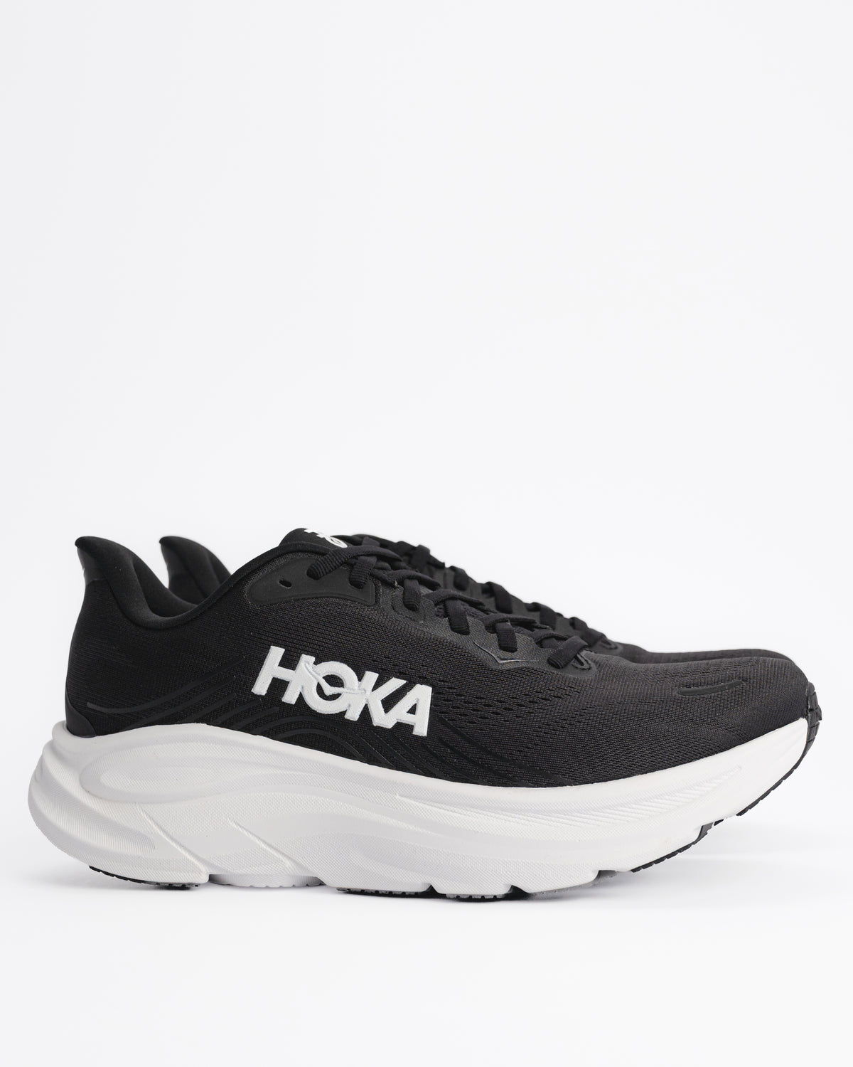 Men's HOKA Clifton 11 Running Shoe – Balanced Cushion Neutral Road Running in Black / White