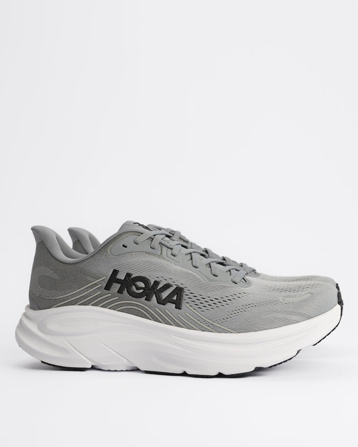 Men's HOKA Clifton 11 Running Shoe – Balanced Cushion Neutral Road Running in Galactic Grey / Stellar Grey