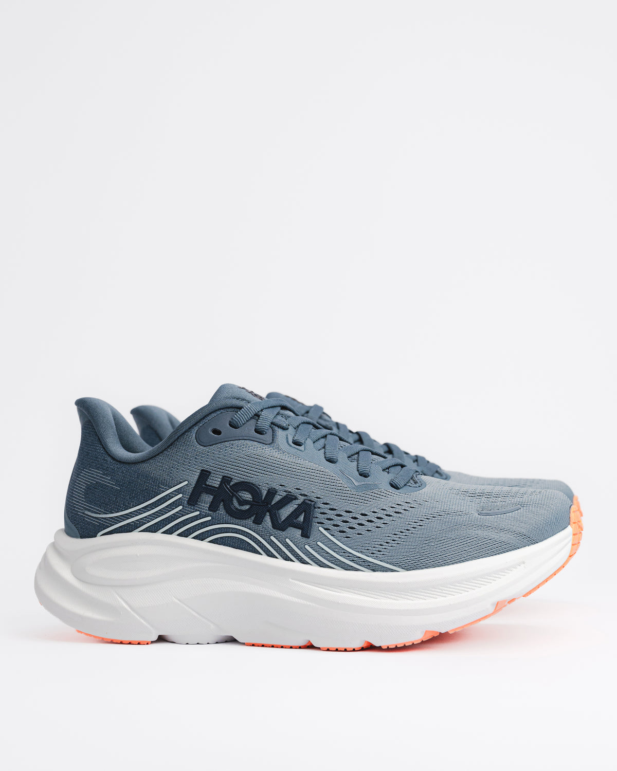 Women's HOKA Clifton 11 Running Shoe – Balanced Cushion Neutral Road Running in Faded Navy / Glimmering Blue