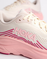 Women's HOKA Clifton 11 Running Shoe – Balanced Cushion Neutral Road Running in Rose Cream / Dewy Pink