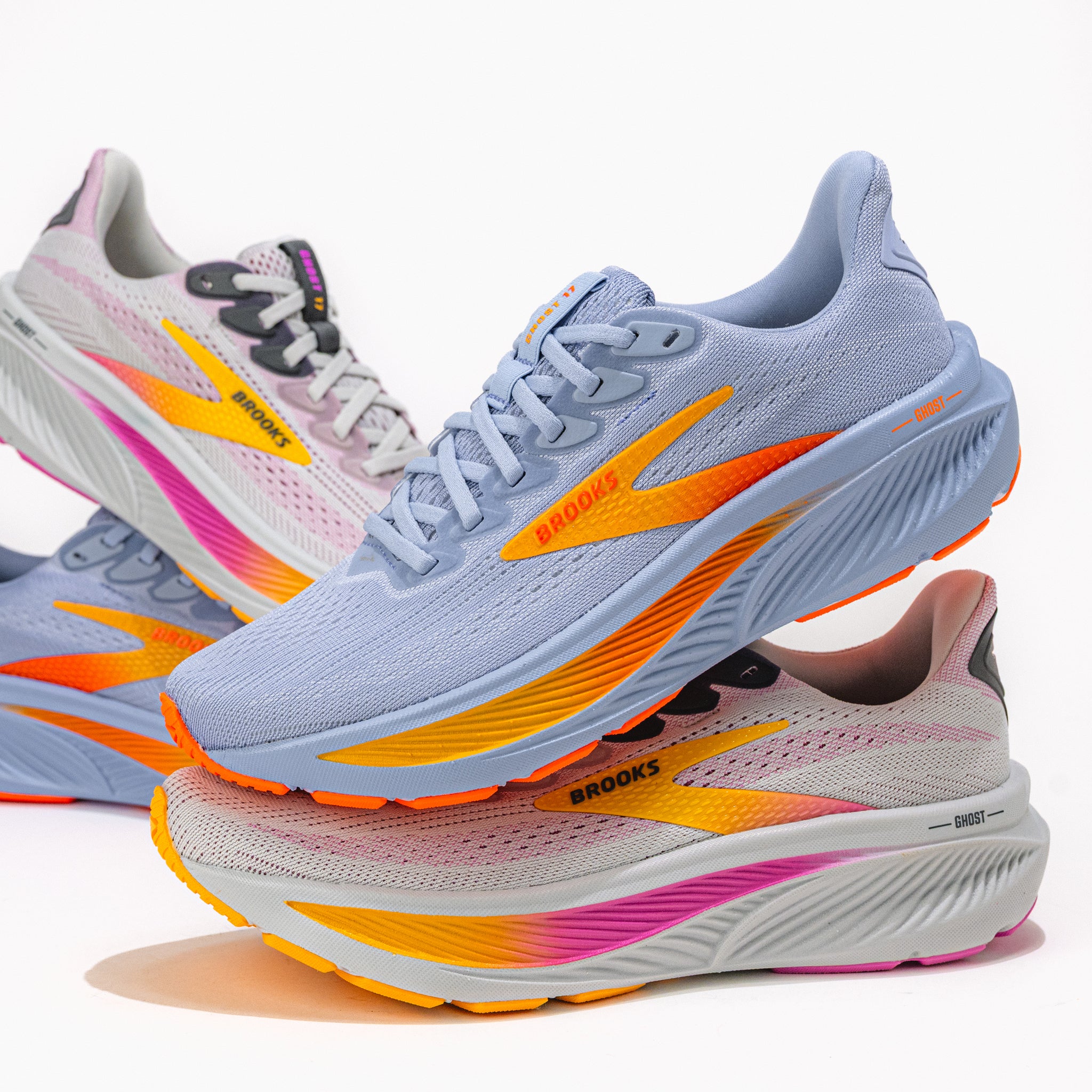 Women's Brooks Ghost 17 Running Shoe – Oyster/Apricot/Pink | Plaza