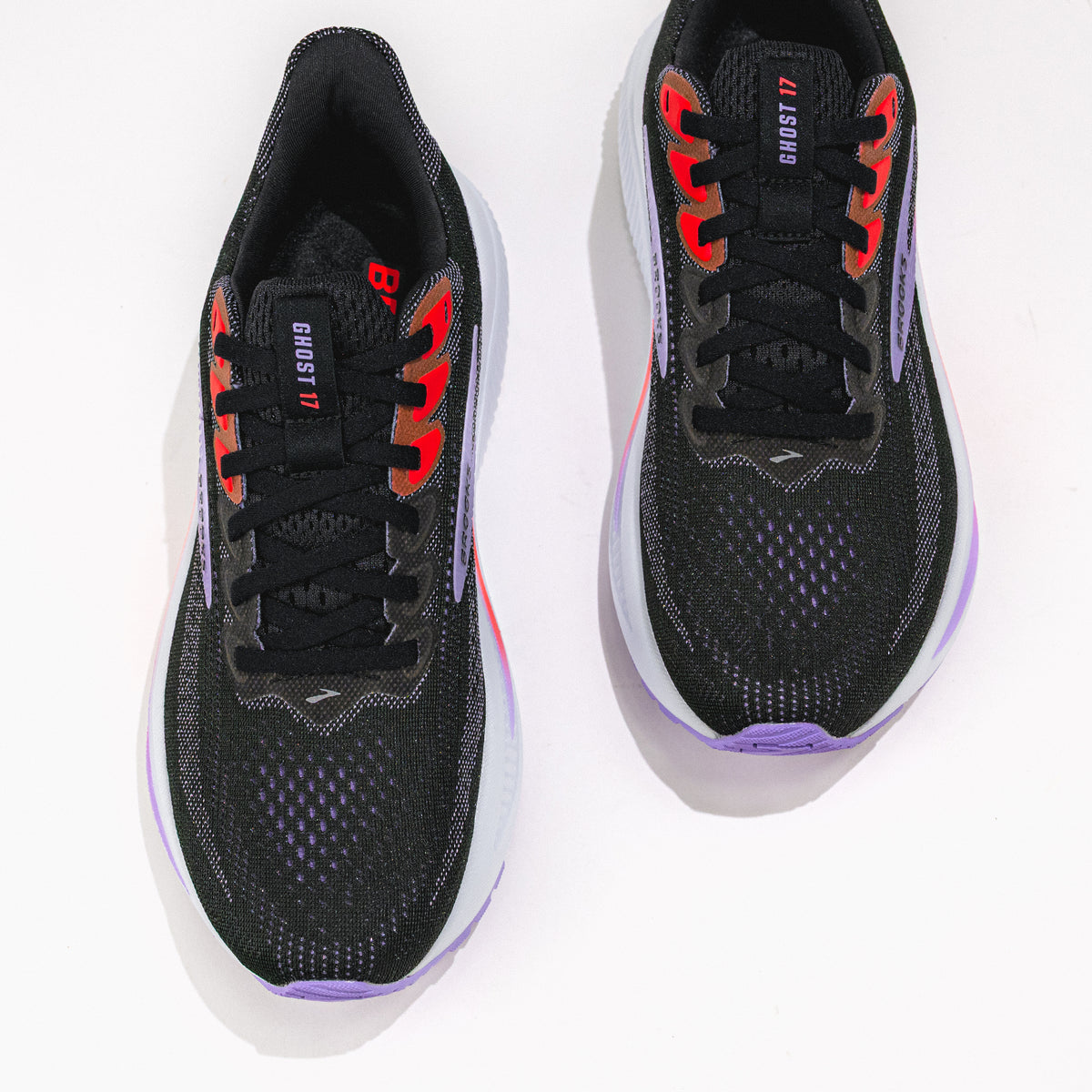 Women’s Brooks Ghost 17 Road‑Running Shoe in Black/Purple/Coral