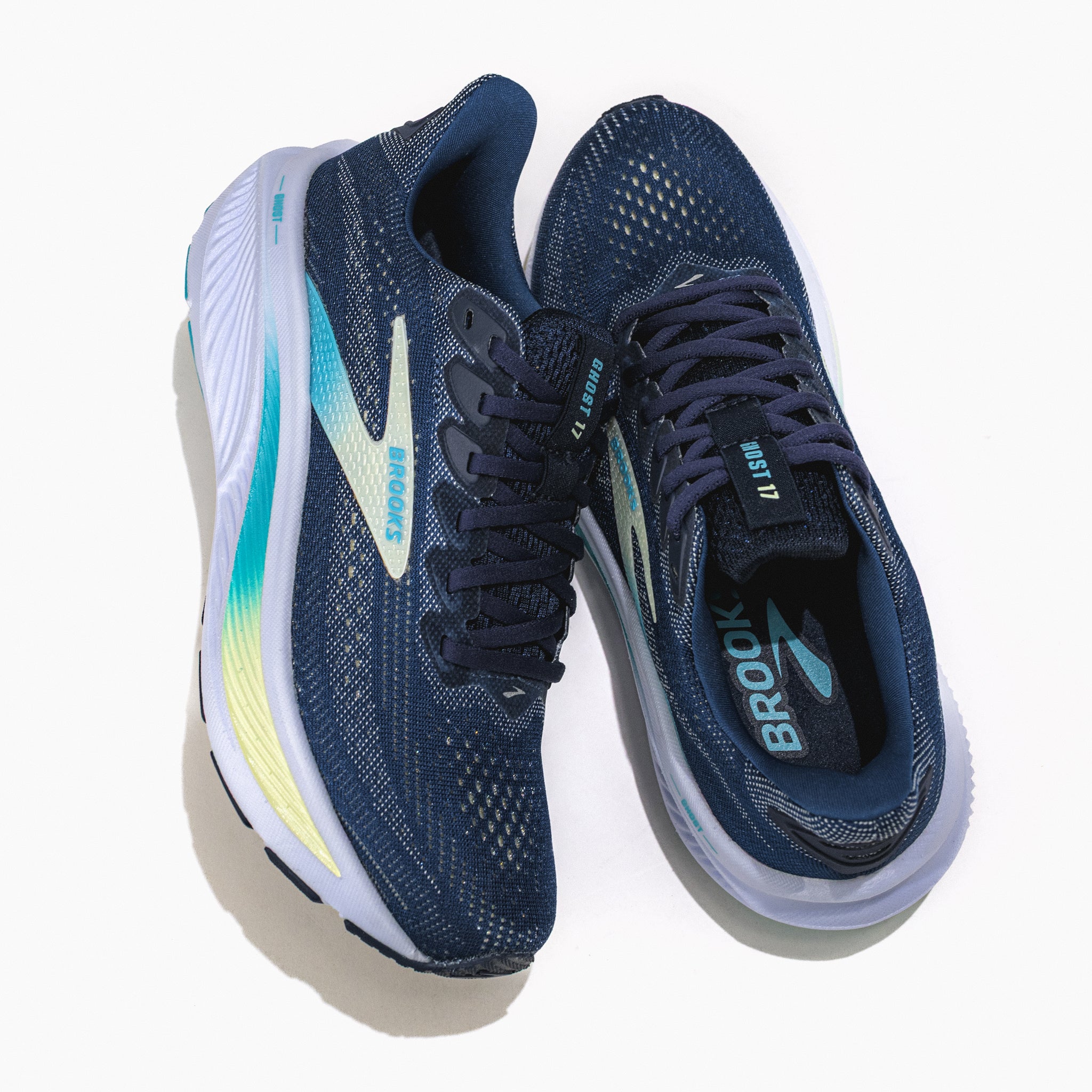 Women's Brooks Ghost 17 Road‑Running Shoe in Navy/Green/Turquoise