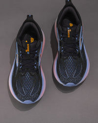 Women's Brooks Glycerin 22 Road-Running Shoe in Black / Blue Heron / Orange