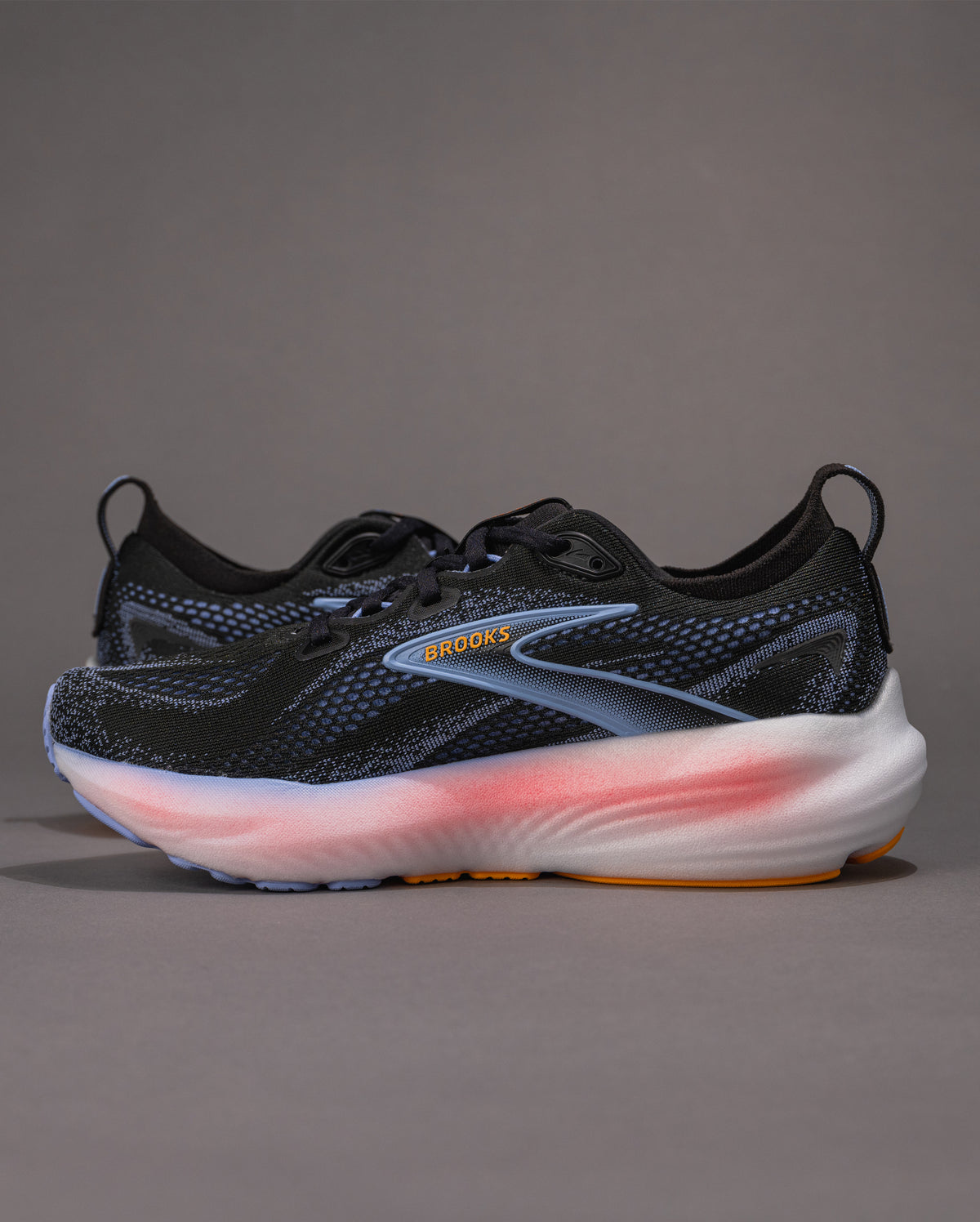 Women's Brooks Glycerin 22 Road-Running Shoe in Black / Blue Heron / Orange