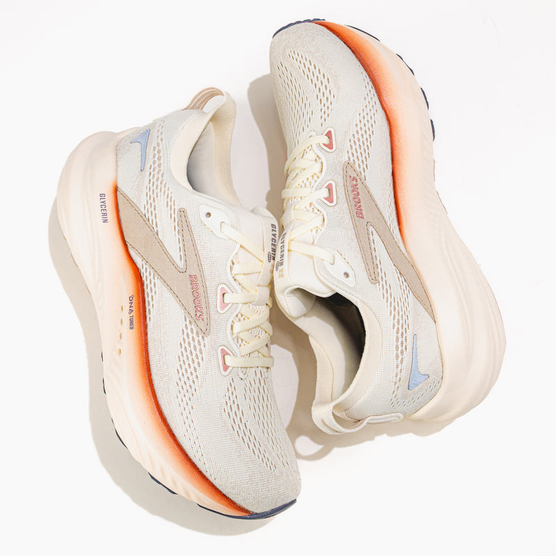 Women's Brooks Glycerin 22 Road-Running Shoe in Coconut/Chateau Grey