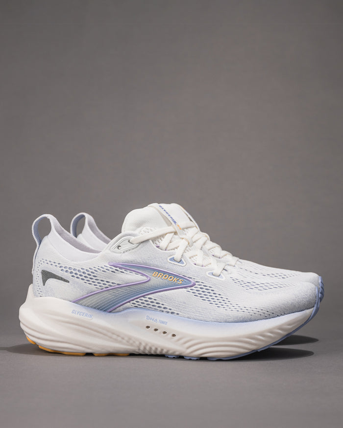 Women's Brooks Glycerin 22 Road-Running Shoe in White/Blue Heron/Apricot