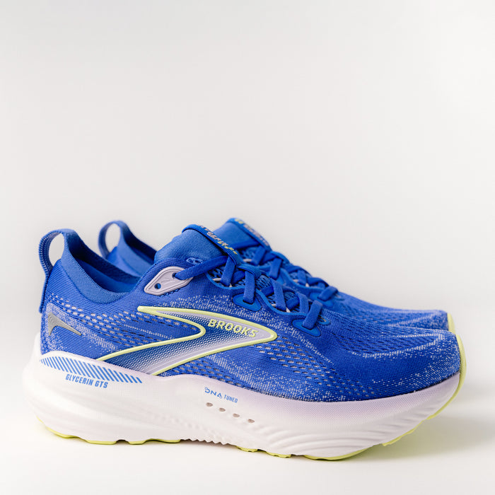 Women's Brooks Glycerin GTS 22 Road-Running Shoe in Amparo Blue/Hyper Iris/Yellow