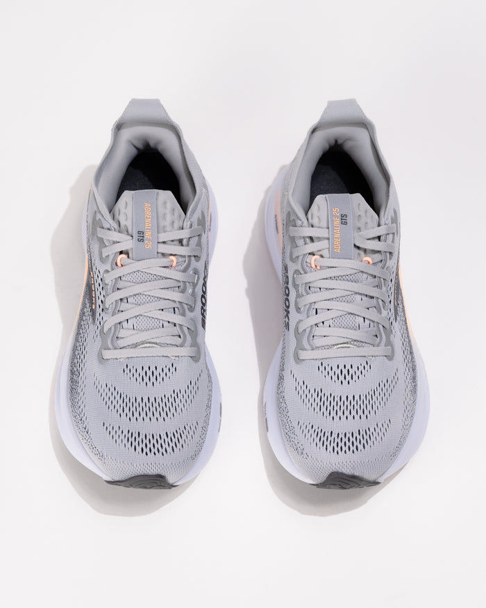 Top-down view of Brooks Adrenaline GTS 25 showing padded collar and engineered mesh lacing system