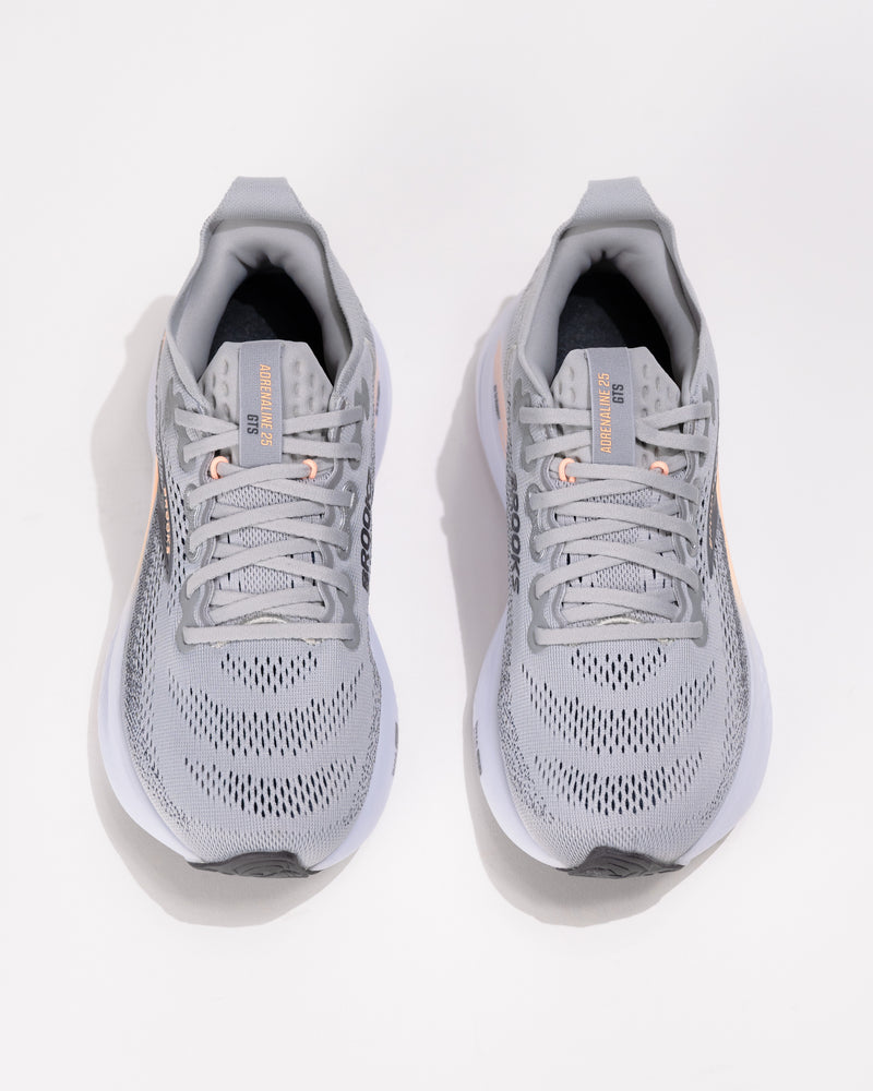 Top-down view of Brooks Adrenaline GTS 25 showing padded collar and engineered mesh lacing system