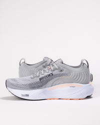 Women’s Brooks Adrenaline GTS 25 in Grey/Coral showing DNA LOFT Nitrogen injected midsole detail