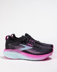 Women’s Brooks Adrenaline GTS 25 in Black/Pink – medial side showing breathable mesh upper and GuideRails® support system