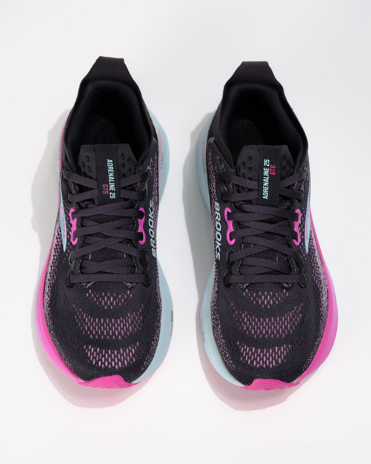 Top-down view of Brooks Adrenaline GTS 25 showing padded collar and engineered mesh lacing system