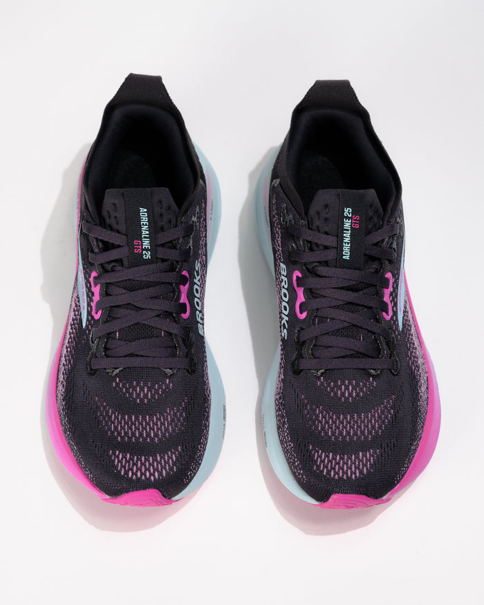 Top-down view of Brooks Adrenaline GTS 25 showing padded collar and engineered mesh lacing system