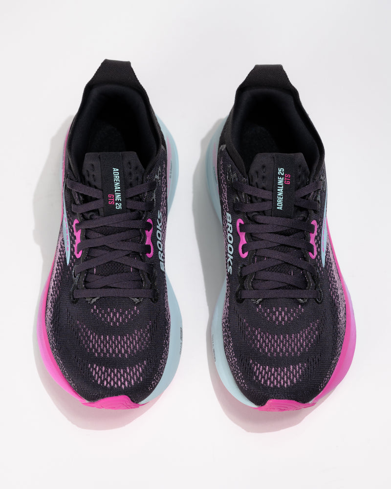 Top-down view of Brooks Adrenaline GTS 25 showing padded collar and engineered mesh lacing system