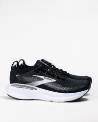 Side view of the black/grey/white Brooks Adrenaline GTS 25 showing breathable mesh upper and GuideRails® support system