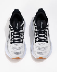 Top-down view of Brooks Adrenaline GTS 25 running shoes showing laced black tongue, breathable mesh upper, and cushioned collar.