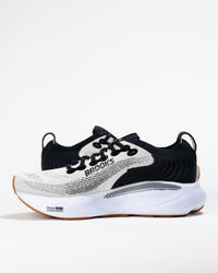 Heel and lateral side profile of the Brooks Adrenaline GTS 25 showing the GuideRails® support system and sleek heel counter.