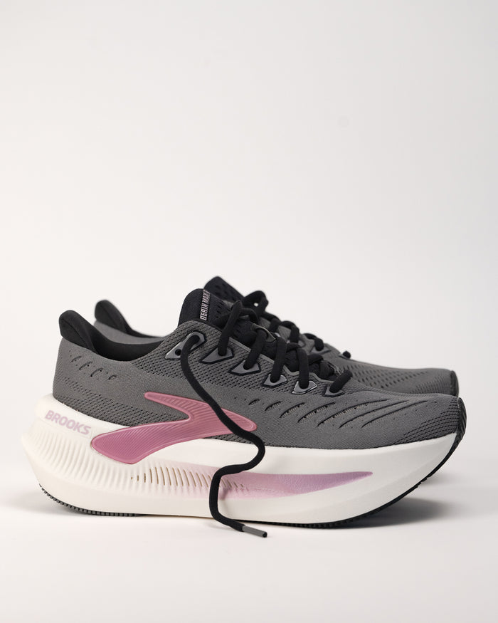 Women’s Brooks Glycerin Max 2 – Plush Neutral Running Shoe with Rocker Sole in Grey/Coconut/Metallic