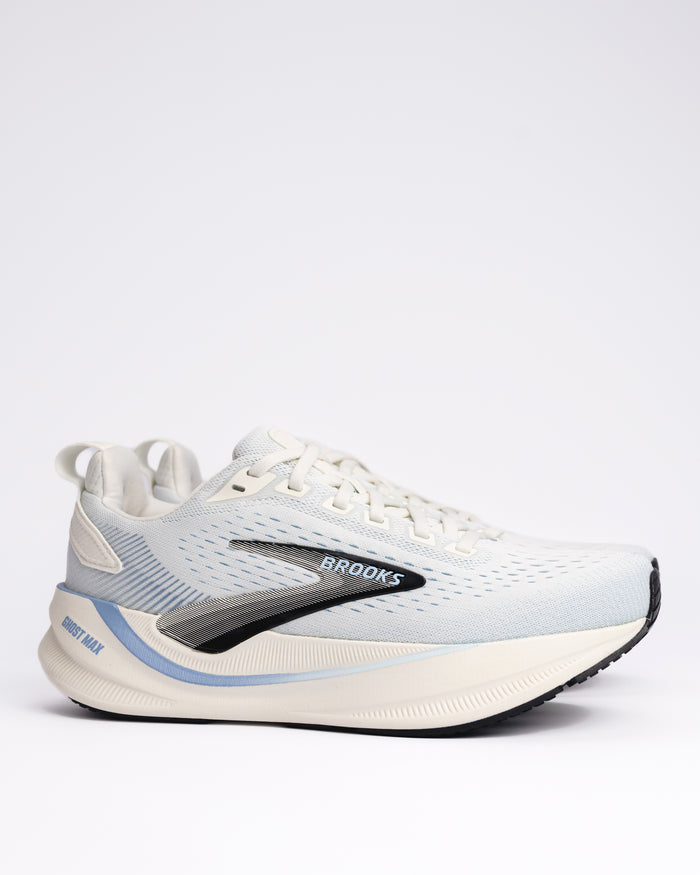 Women's Brooks Ghost Max 4 Running Shoe – High-Stack Cushioning with Broad Base Stability in Grey / Nantucket / Rain Washed